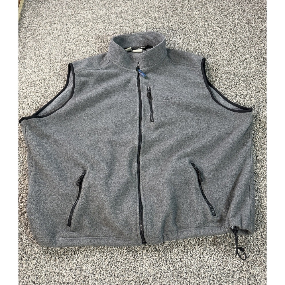 Vintage L.L. Bean Fleece Vest Men's Size 2XLT Gray Full Zip Outdoor